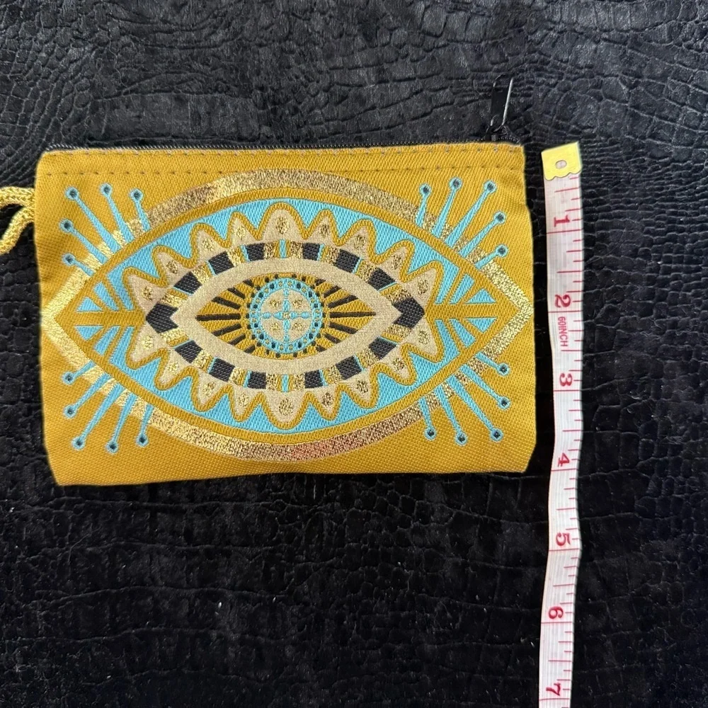 Embroidered Eye Design Clutch - Gold and Blue - Picture 3 of 4
